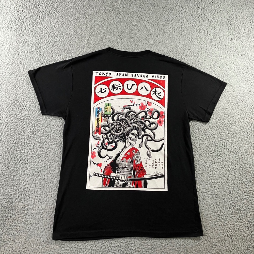 Fresh Laundry Graphic Tee Men M Black Tokyo Japan Savage Vibes Medusa Skeleton